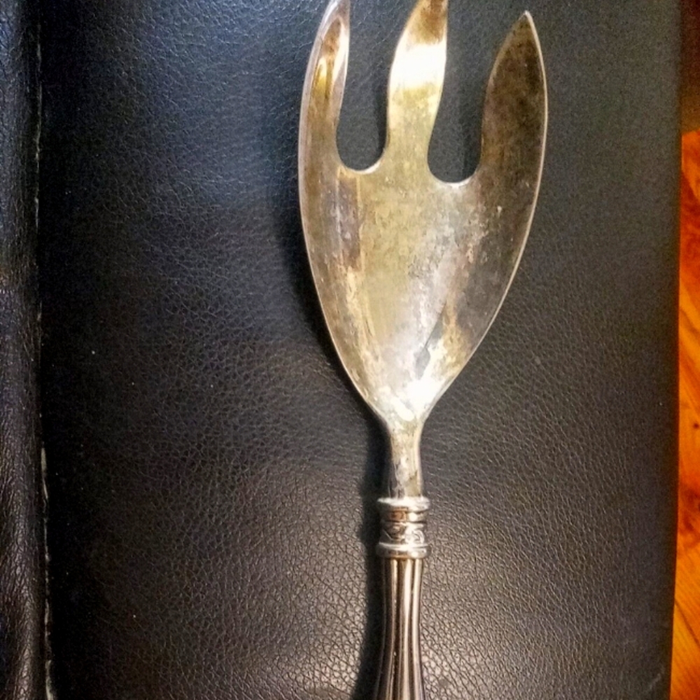 Large Vintage Ornate GODINGER Silver Plated Serving Spork~ Ships Free!